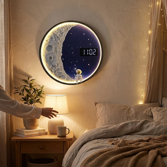 Moon Wall Lamp with Clock