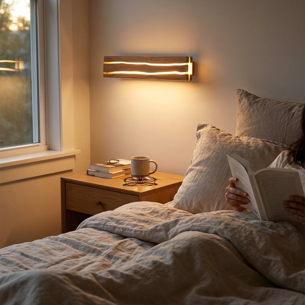 Wood Crack Wall Lamp - Warm LED, Sculpted, Accent Wall Light
