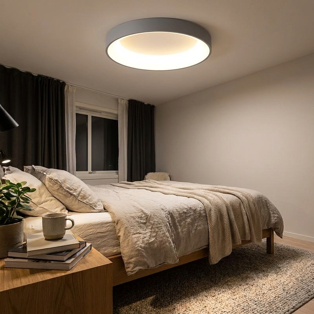 Halo Ceiling Lamp - Round, Modern, Flush Mount Bedroom Light