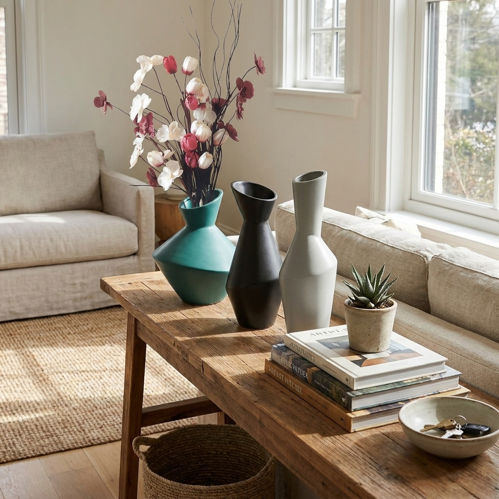 Oblique Ceramic Vase - Nordic, Geometric, Angled Flower Vase