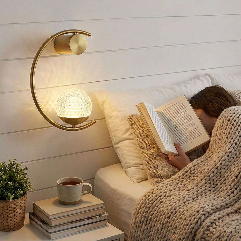 Luxe Wall Lamp - Minimalist, Black & Gold, LED Accent Sconce