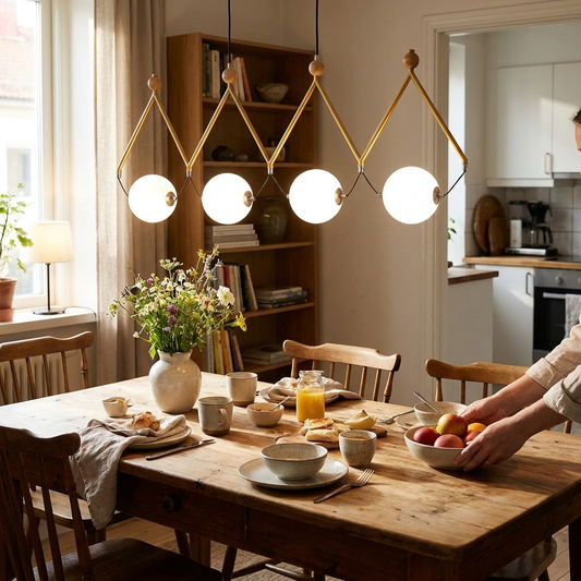 European Chandelier - Modern, 2-5 Head, Dining Room Pendant Light