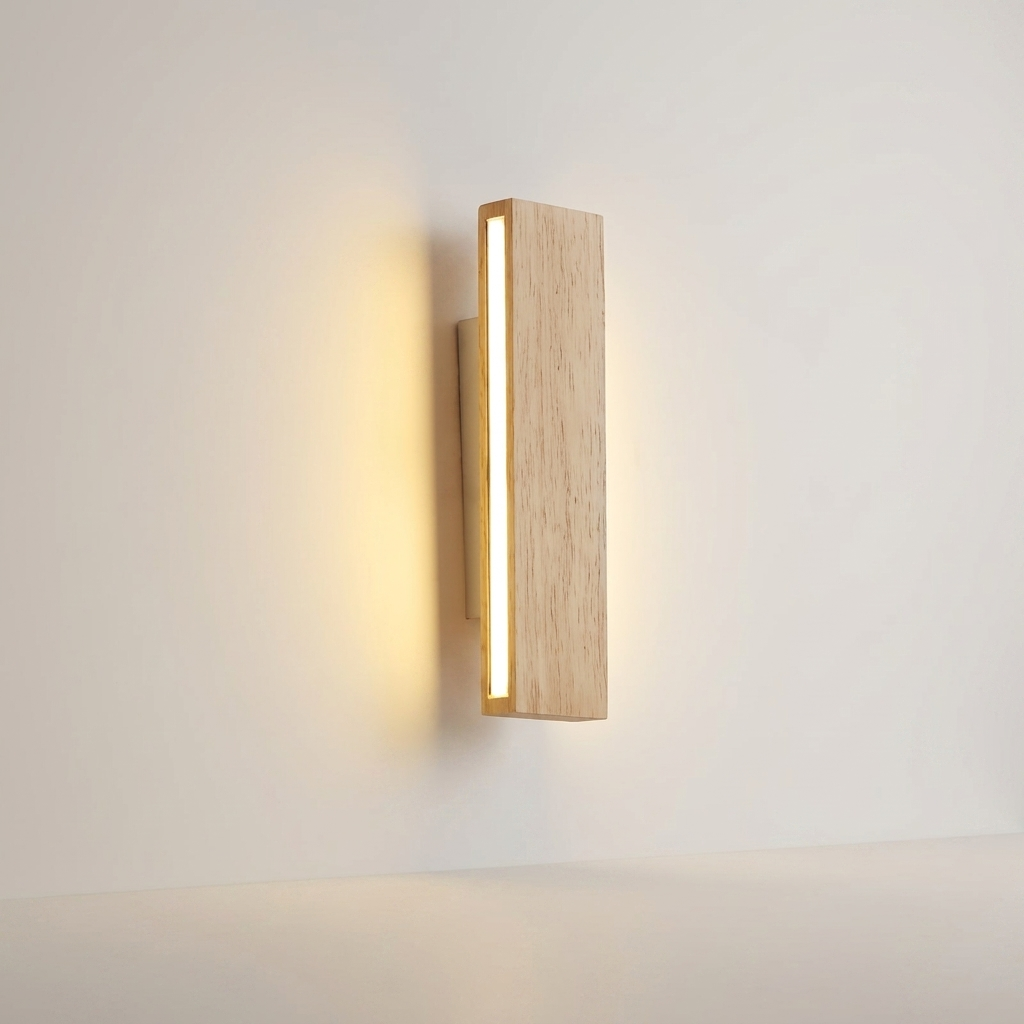 Solid Wood Bedside LED Wall Lamp