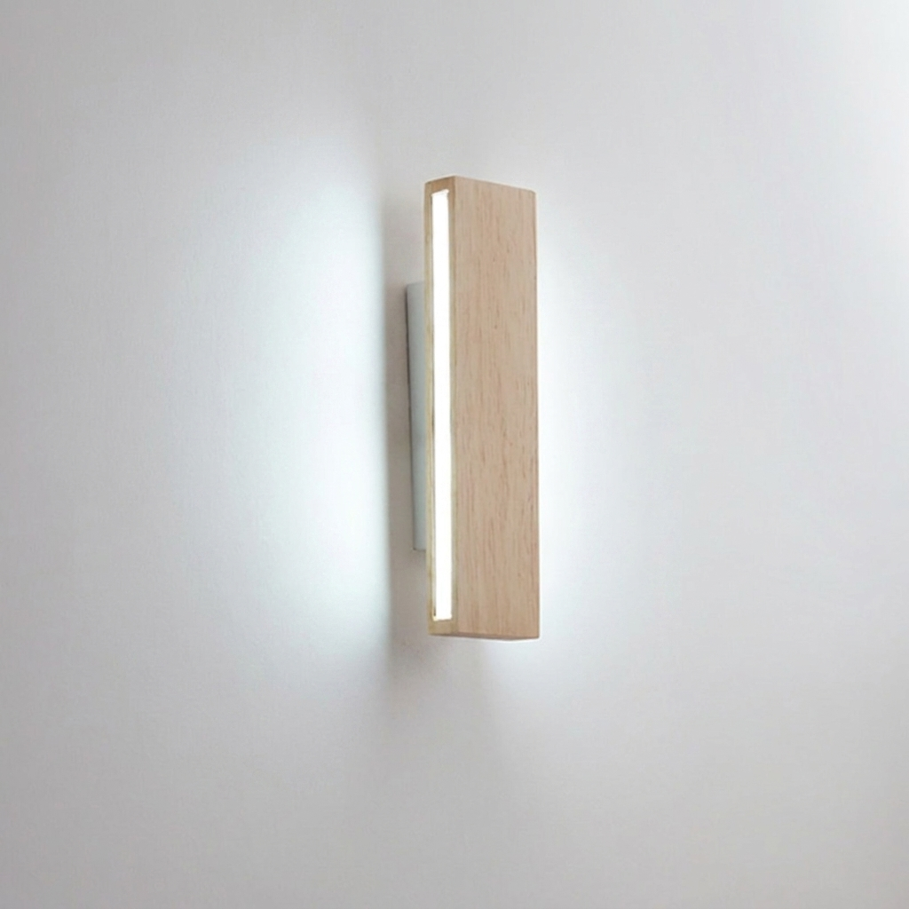 Solid Wood Bedside LED Wall Lamp