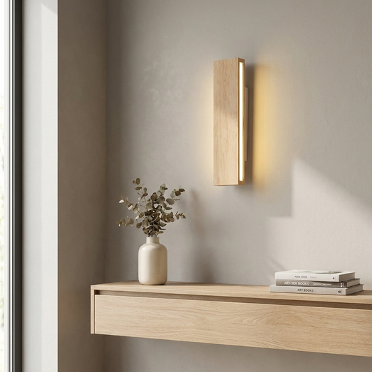 Solid Wood Bedside LED Wall Lamp
