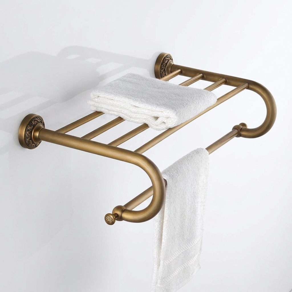 Copper Carved Bathroom Shelf